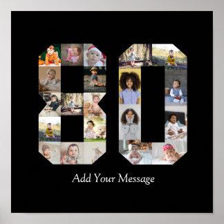 Zahl 80 FotoCollage Poster