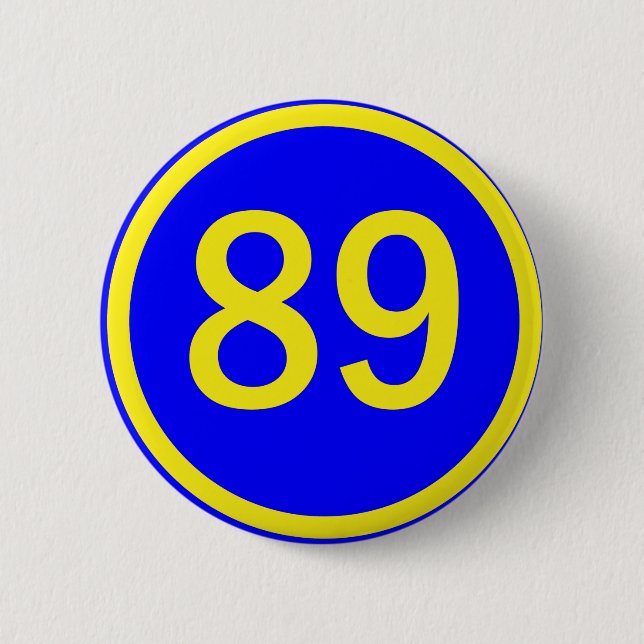 Zahl, 89, in einem Kreis Button (Vorderseite)