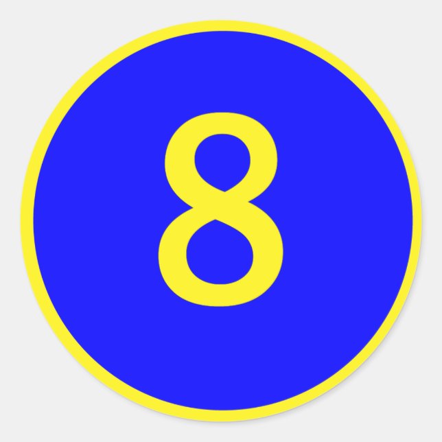 Zahl 8 in einem Kreis Runder Aufkleber (Vorderseite)