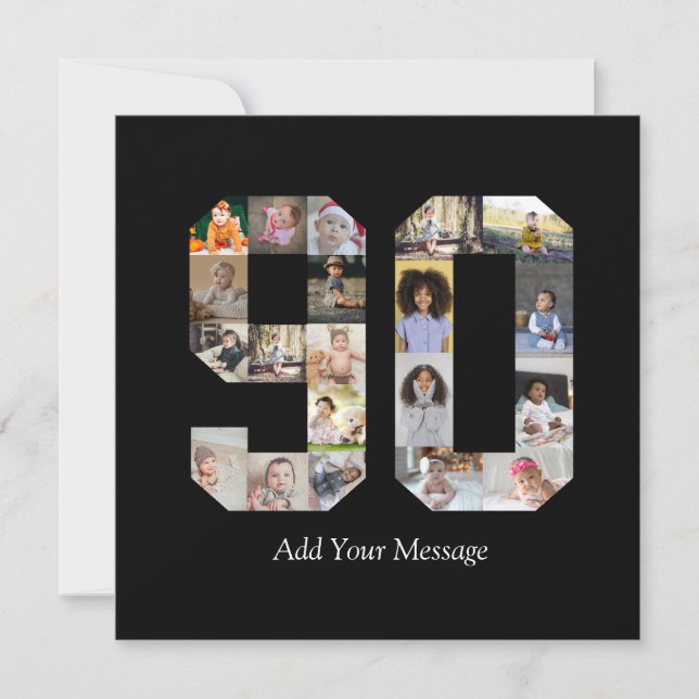 Zahl 90 FotoCollage Karte (Vorderseite)