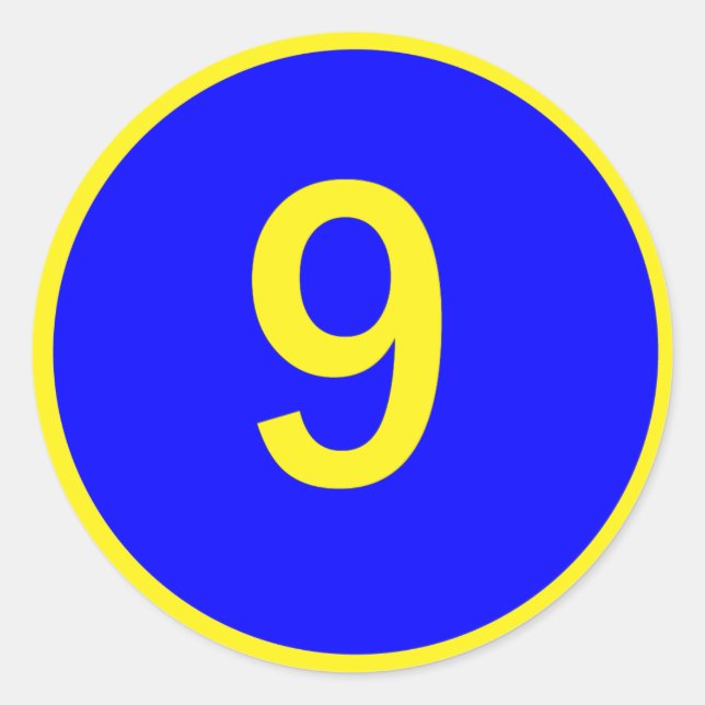 Zahl 9 in einem Kreis Runder Aufkleber (Vorderseite)