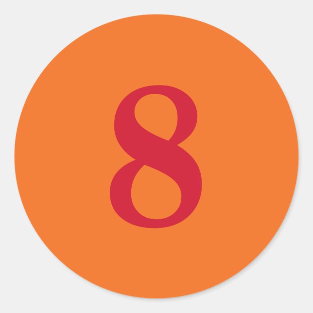 Zahl Acht Planungen einfach 8 orange rot Runder Aufkleber (Vorderseite)