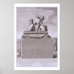 Zahl einer Sphinxes im weißen Marmor, ein bro Poster