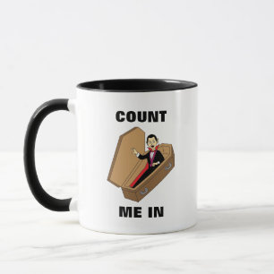 Zähl mich ein lustiger Halloween-Vampir-Wortwitz Tasse