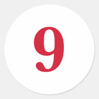 Zahl Neun Planung einfache 9 weiß rot