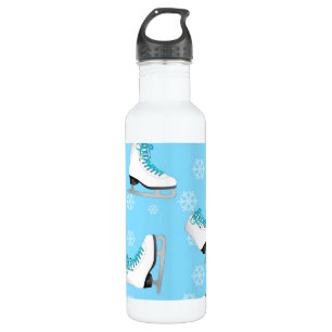 Zahl Skaten - Eis-Skate blau mit Schneeflocken Edelstahlflasche