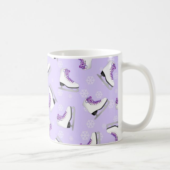Zahl Skaten - Eis-Skate lila mit Schneeflocken Kaffeetasse (Rechts)