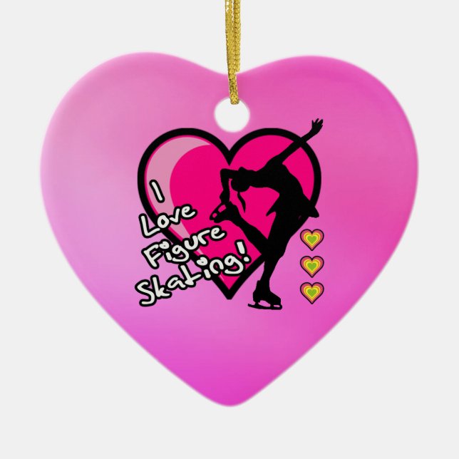 Zahl Skatenverzierung - rosa Herz der Liebe I Keramik Ornament (Vorne)