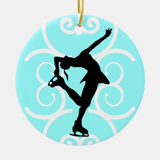 Zahl Skater-Verzierung - Eis-Blau - Keramik Ornament (Vorne)