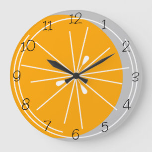 Zahl-Uhrgrau der Zitrusfrucht orange weißes Große Wanduhr