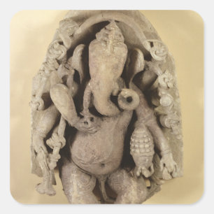 Zahl von Ganapati, Chandella Dynastie (Sandstein) Quadratischer Aufkleber