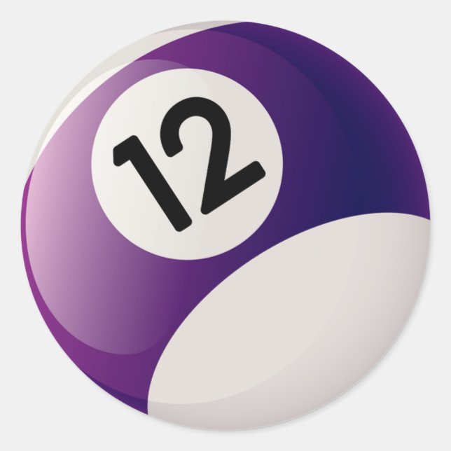 ZAHL ZWÖLF BILLIARDS BALL RUNDER AUFKLEBER (Vorderseite)