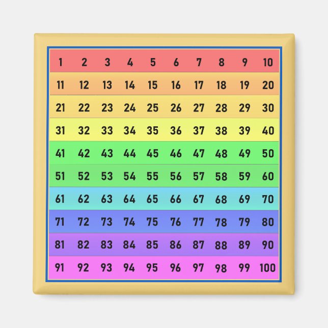 Zahlen 1-100 Hundert Diagramm Magnet (Vorne)