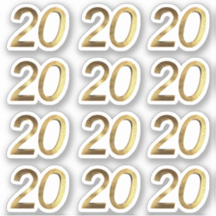 Zahlen 20 Imitate Gold 20 Jahre Aufkleber