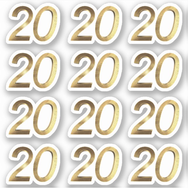 Zahlen 20 Imitate Gold 20 Jahre Aufkleber (Vorderseite)