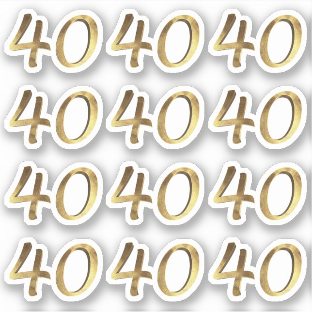 Zahlen 40 Imitate Gold 40-jährige Jubiläumsaufkleb Aufkleber (Vorderseite)