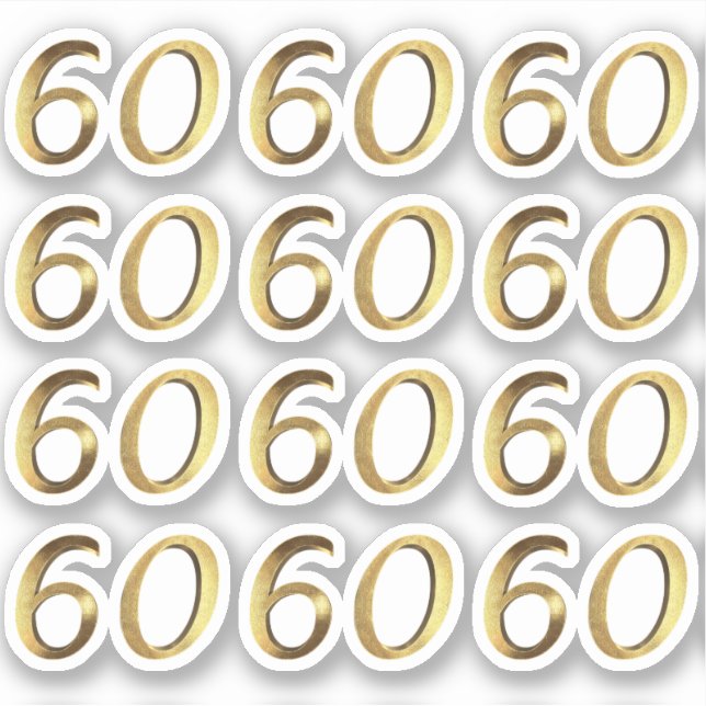 Zahlen 60 Imitate Gold 60 Jahre Jubiläum Aufkleber (Vorderseite)
