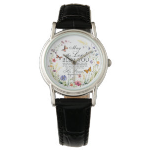 Zahlen 6:24-26 Der Herr segne dich die Wildblume Armbanduhr