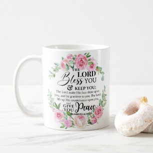 Zahlen 6:24-26 Der Herr segne Sie die Rose der Bib Kaffeetasse