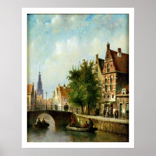 Zahlen auf einem Kanal, Amsterdam (Öl auf Tafel) Poster (Vorne)