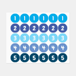 Zahlen Blue Stickers Etiketten