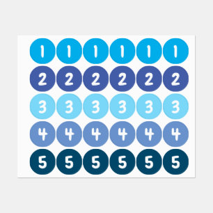 Zahlen Blue Stickers Etiketten