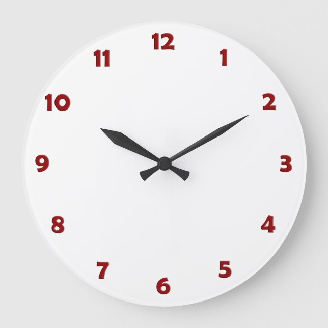 Zahlen der Uhrzeigerseite - rot Große Wanduhr (Vorderseite)