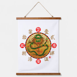 Zahlen für Drachen und altes Kanji Wandteppich Mit Holzrahmen