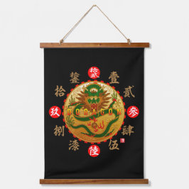 Zahlen für Drachen und altes Kanji Wandteppich Mit Holzrahmen