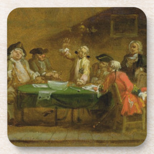 Zahlen in einer Taverne oder in einem Café, 1720s Getränkeuntersetzer