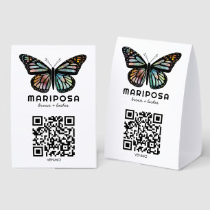 ZAHLEN PER QR-CODE SCAN Schmetterling Esthetikerin Tischaufsteller