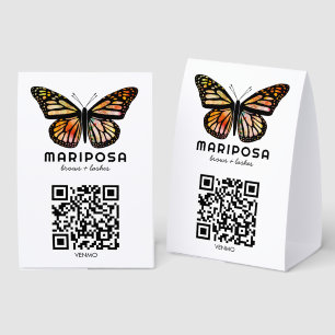 ZAHLEN PER QR-CODE SCAN Schmetterling Esthetikerin Tischaufsteller
