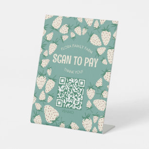 ZAHLEN PER QR SCAN Weiße Erdbeere Pineberry INDIVI Sockelschild