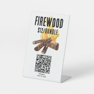 ZAHLEN PER SCAN Brennholz zu verkaufen QR Code Was Sockelschild