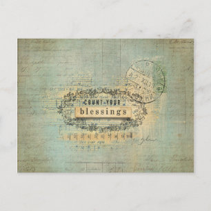 Zählen Sie Ihre Segnung Collage Wordart Postkarte