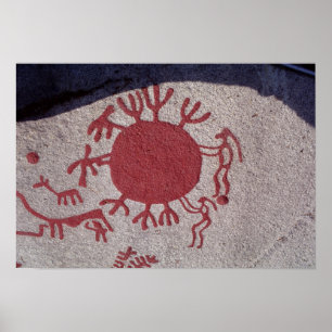 Zahlen und Tiere um eine Sonne Poster