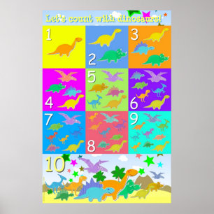 Zählen wir mit Dinosauriern Zahlen 1 - 10 zählen Poster