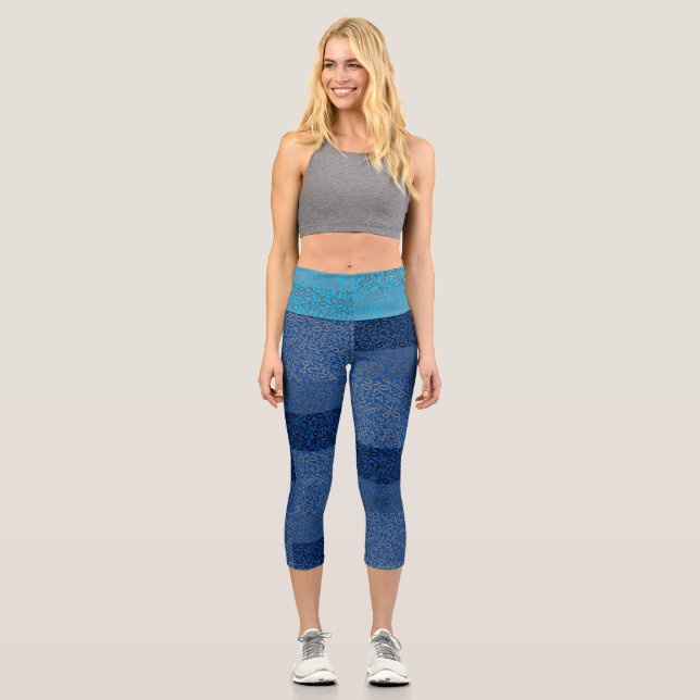 Zahlenmuster 01 w Blauer BG Capri Leggings (Vorderseite)