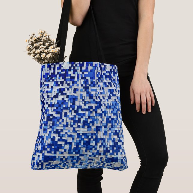 Zahlreiche kleine Plätze, blaue Farbtöne Tasche (Von Nahem)