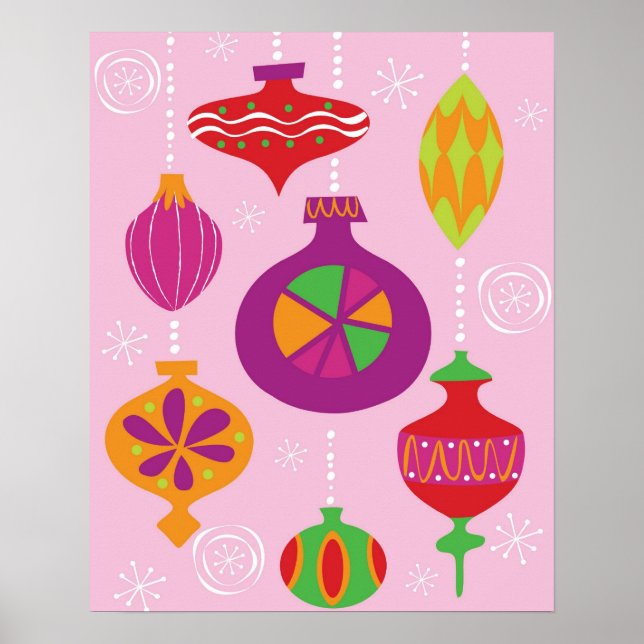Zahlreiche Weihnachtsdekorationen illustriert Poster (Vorne)