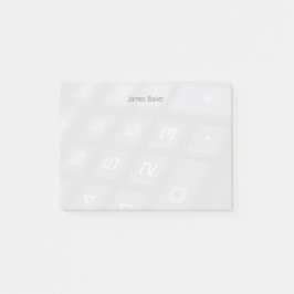 Zahlschlüssel auf Taschenrechner Post-it Klebezettel