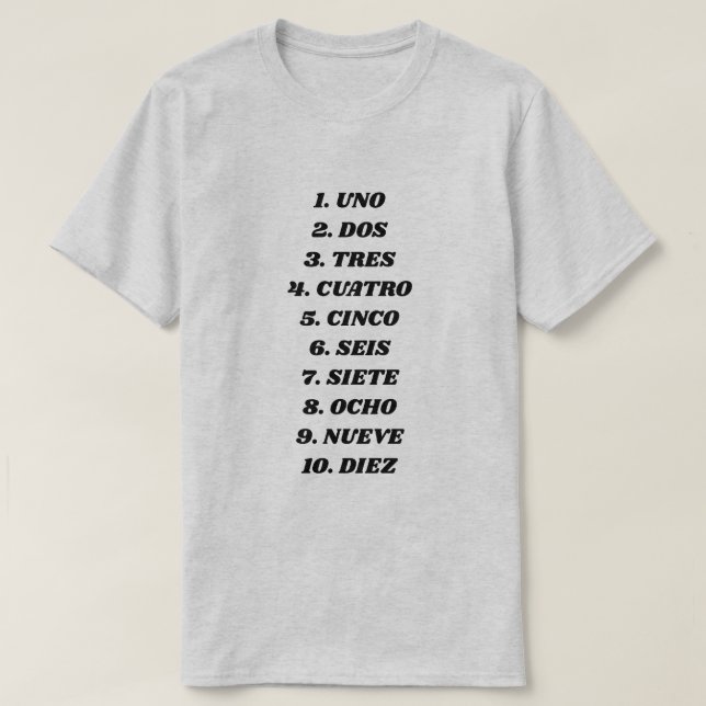 Zählung bis zehn auf spanisch T-Shirt (Design vorne)