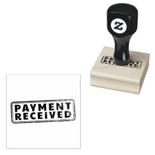 ZAHLUNG ERHALTEN Rechteckiges Logo Jet Black Siege Gummistempel