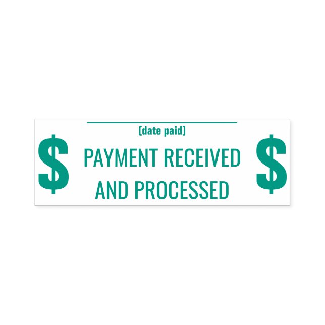 "ZAHLUNG ERHALTEN UND VERARBEITET" Briefmarke aus  Permastempel (Design)