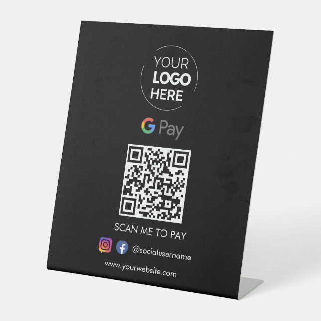 Zahlung mit dem Google Pay QR Code | Scannen, um s Sockelschild (Vorderseite)
