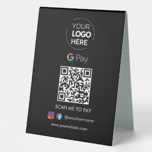Zahlung mit dem Google Pay QR Code Scannen, um s Tischaufsteller
