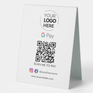Zahlung mit dem Google Pay QR Code Zur Bezahlung Tischaufsteller