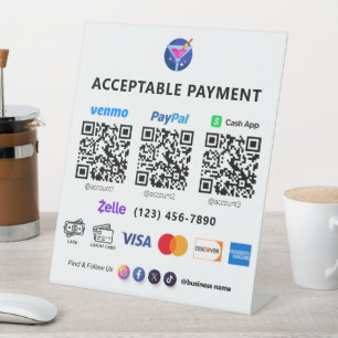 Zahlung mit MehrQR-Code White Scan to Pay Pedest Sockelschild