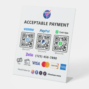 Zahlung mit MehrQR-Code White Scan to Pay Pedest Sockelschild