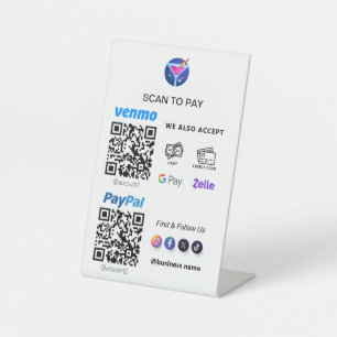 Zahlung mit MehrQR-Code White Scan to Pay Pedest Sockelschild